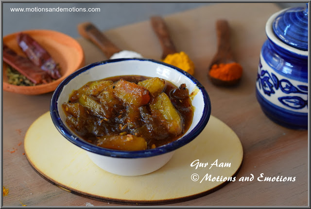 Gur Aam or Bengali style Sweet and Tangy Mango Pickle Recipe