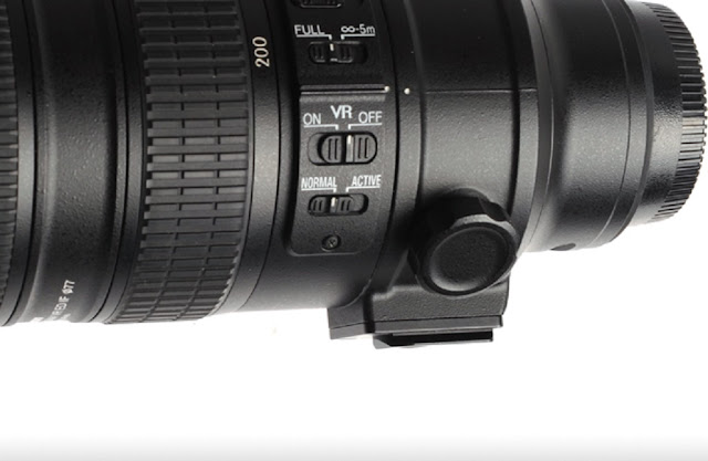 Sunwayfoto LFM-N1 Replacement Foot Plate on Nikon 70-200 VR II side view