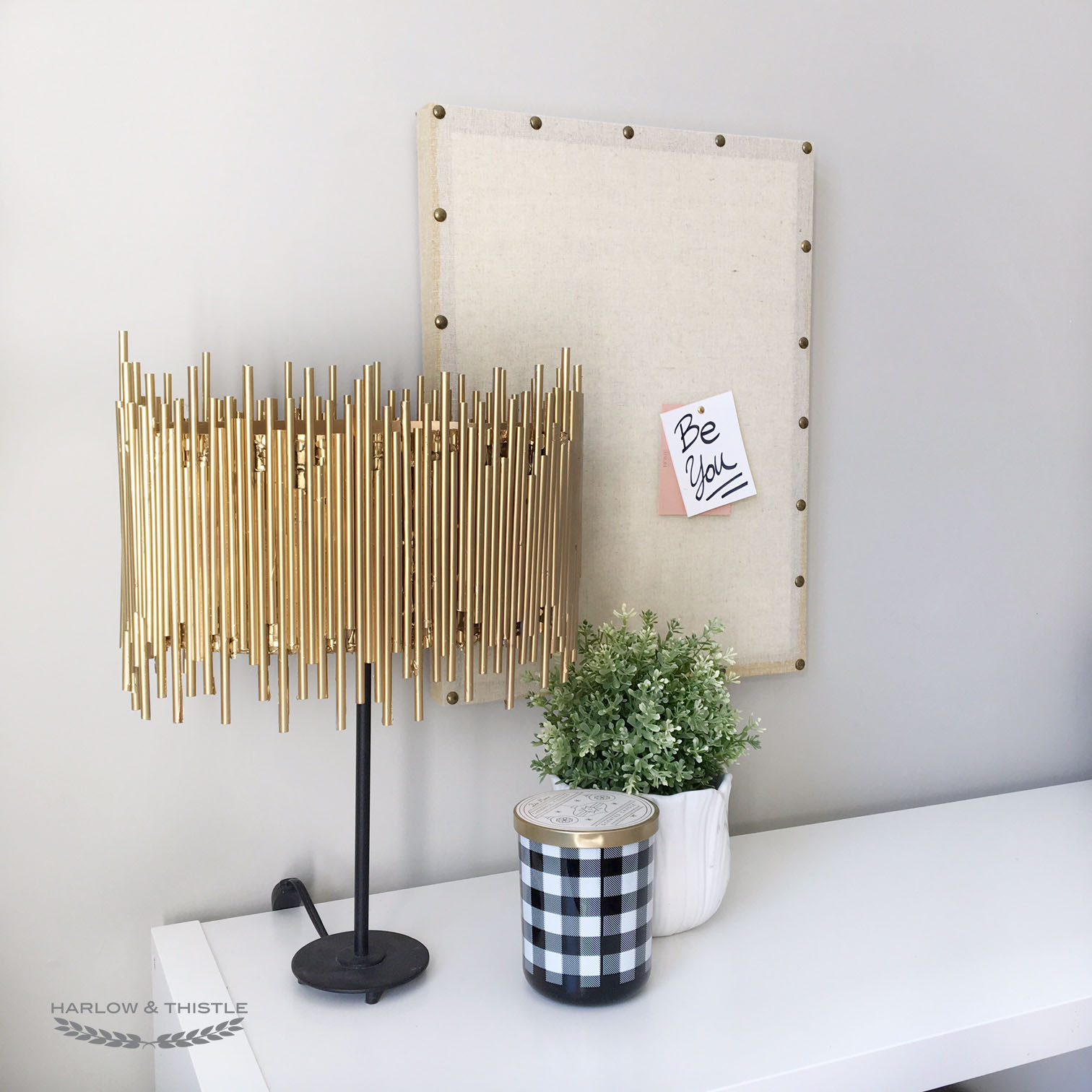 DIY Gold Light Anthropologie Hack Harlow & Thistle