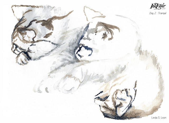 Inktober day 2 - Tranquil :  CATS by Linda S. Leon