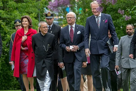 King Carl Gustaf and Queen Silvia of Sweden, Prince Daniel and Crown Princess Victoria of Sweden, India's President Shri Pranab Mukherjee