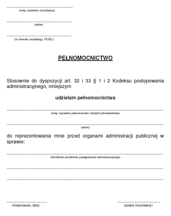 Jak napisać pełnomocnictwo?