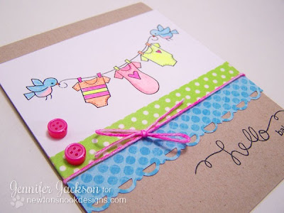Hello baby clothesline card using Winged Wishes stamp set 