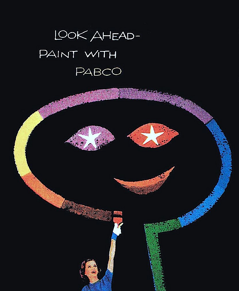 Saul Bass 1950s a 1950s magazine ad for Pabco Paints by Saul Bass and a second designer