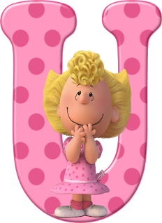 Abecedario Rosado Peanuts, Charlie Brown. Pink Alphabet Peanuts.
