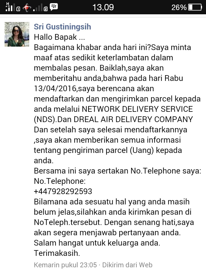 Creamlin Blog: Contoh Penipuan Online Media Sosial Yang terungkap Mas Ahya