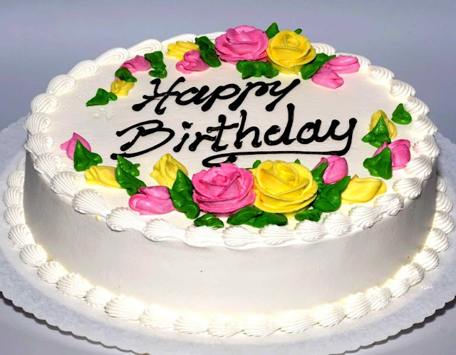 happy birthday flowers and cake