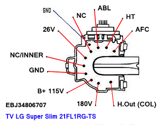 Data Pin Out Flyback EBJ34806707 TV LG Super Slim 21FL1RG-TS