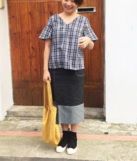 老幫手實穿借物生活V領格紋美背上衣