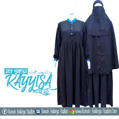 Set Gamis Hitam Syari Kayyisa Semi Umbrella Set Gamis Hitam Syari Kayyisa Semi Umbrella