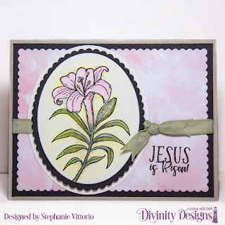 Divinity Designs Stamp Set: Miracle of Easter, Custom Dies: Scalloped Rectangles, Scalloped Ovals,Rectangles, Ovals, Paper Collection: Spring Flowers 2019
