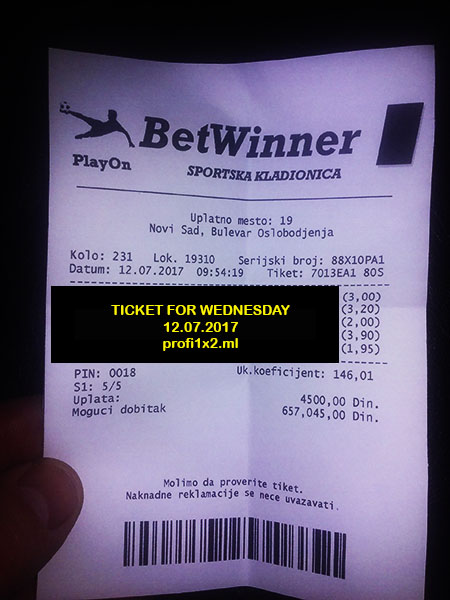 OUR TICKET FOR TODAY - WEDNESDAY 12.07.2017
