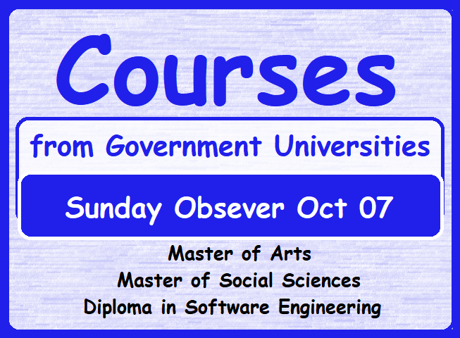 Courses from Government Universities on Sunday Observer Oct 07