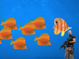 Dwayne Johnson Fast Five Movie The Rock at Aquarium with Fishes desktop wallpaper