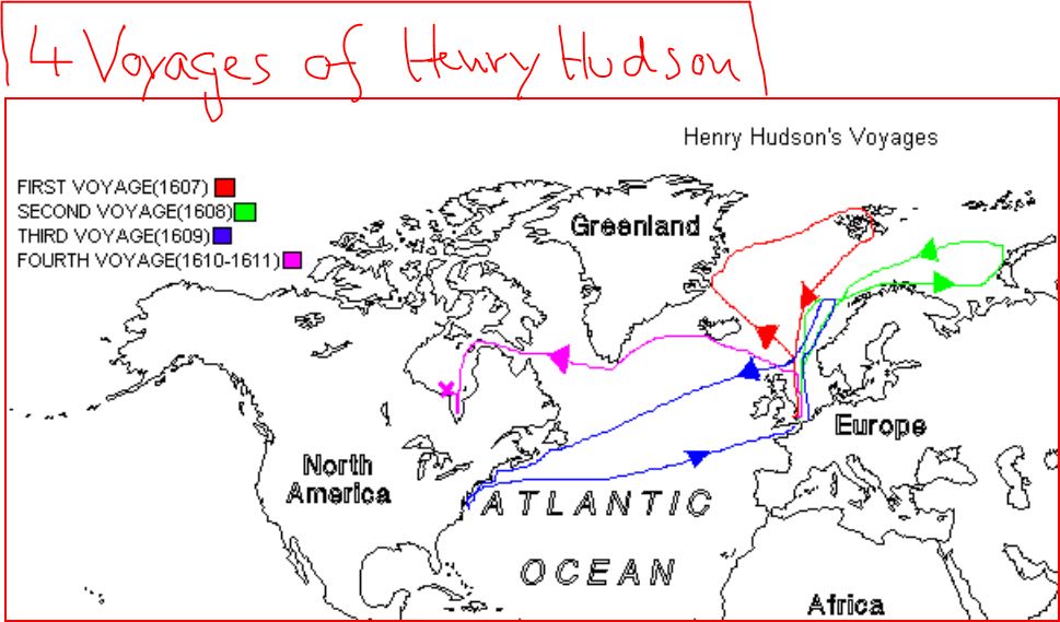 Henry Hudson Voyages Map Printable