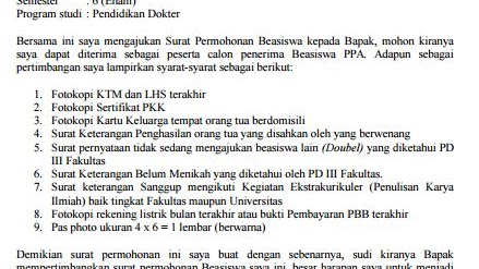 Contoh Surat Permohonan Beasiswa Ppa Mahasiswa Kampus Kuliah