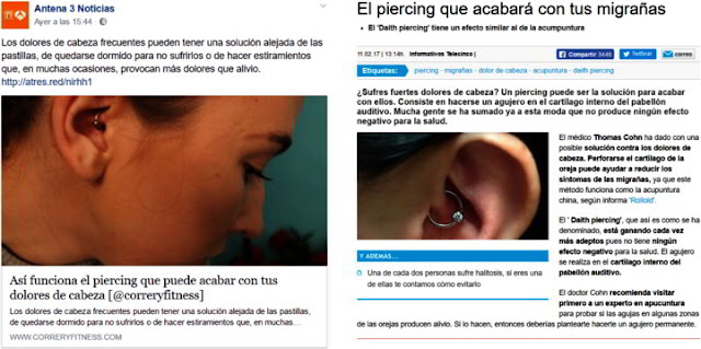Piercing para aliviar el dolor de cabeza