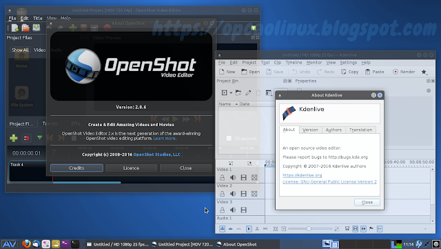 OpenShot e Kdenlive no AV Linux 2016