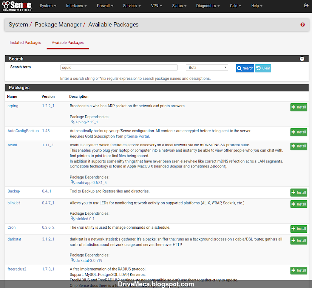 DriveMeca instalando y configurando pfSense Squid Transparent Proxy paso a paso DriveMeca instalando y configurando pfSense Squid Transparent Proxy paso a paso