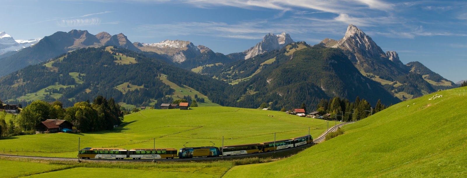 Enjoy the sublime Swiss countryside from the Golden Pass Panoramic Train. Photo: Gstaad Saanenland Tourismus.