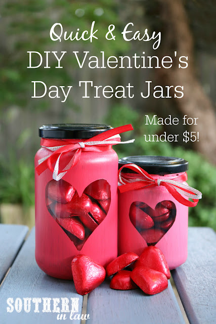 Quick and Easy Painted Heart Valentine's Day Treat Jars Project for Less Than $5 - valentines gifts, anniversary, wedding, homemade gifts, handmade gifts, mason jar crafts, diy, budget friendly, quick crafts