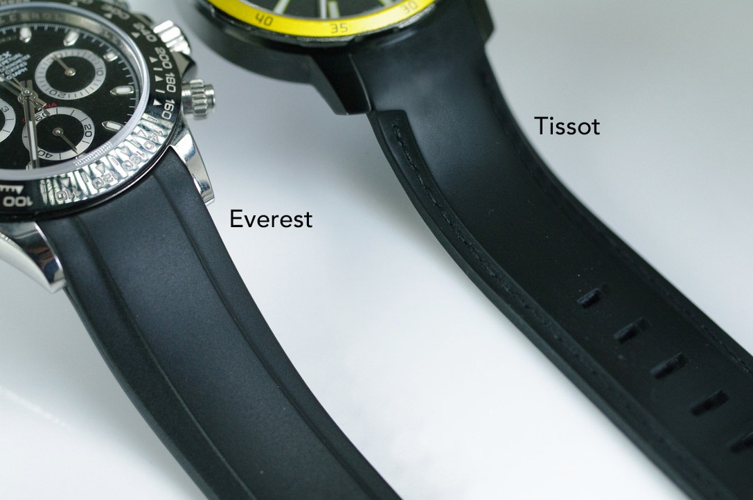 Rubber B versus Everest Comparison Review Two Rubber Straps for Rolex