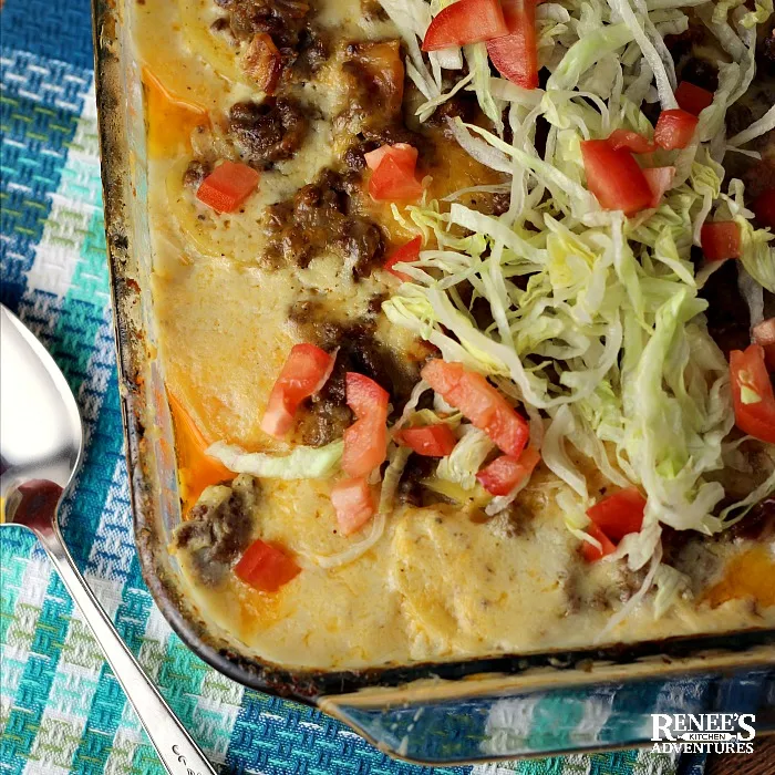 Cheeseburger Casserole Recipe in pan