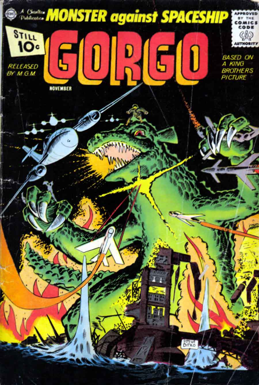 Gorgo v1 #4 charlton monster comic book cover art by Steve Ditko