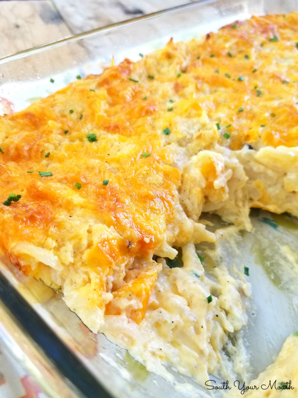 Secret Ingredient Hashbrown Casserole | A creamy, cheesy hashbrown casserole recipe made with French onion dip instead of sour cream that’s even better than Cracker Barrel’s!