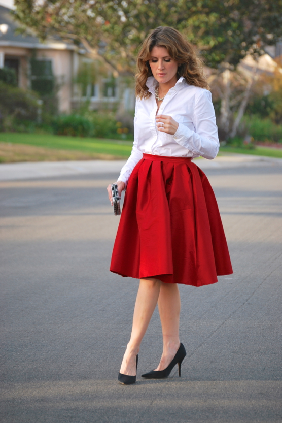 November Grey: Tea Length Skirts + Crisp White Shirts