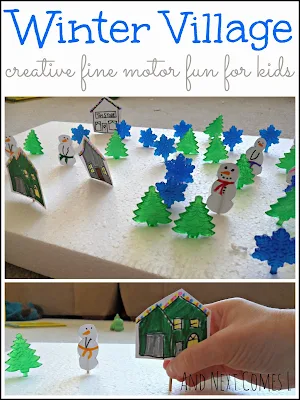 Winter village fine motor activity for kids from And Next Comes L