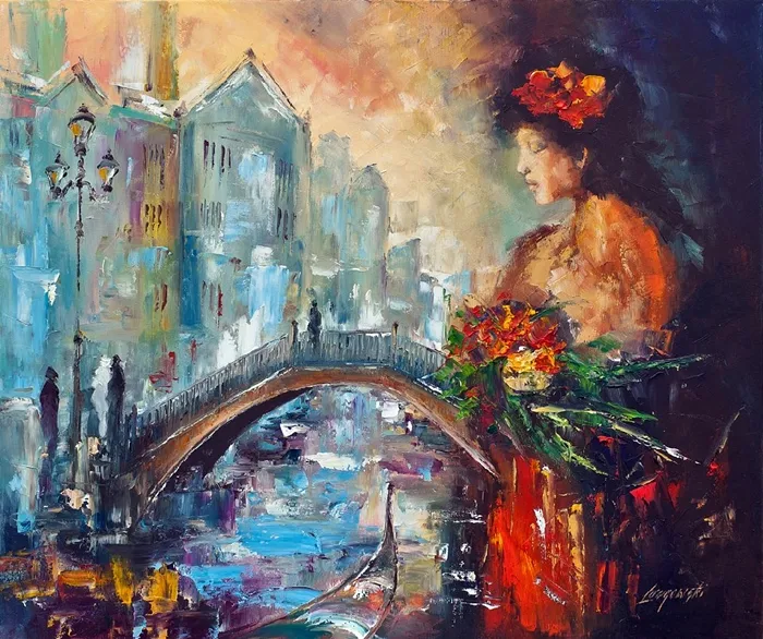 Marek Langowski | Polish Impressionist Landscapes painter | Venice by night