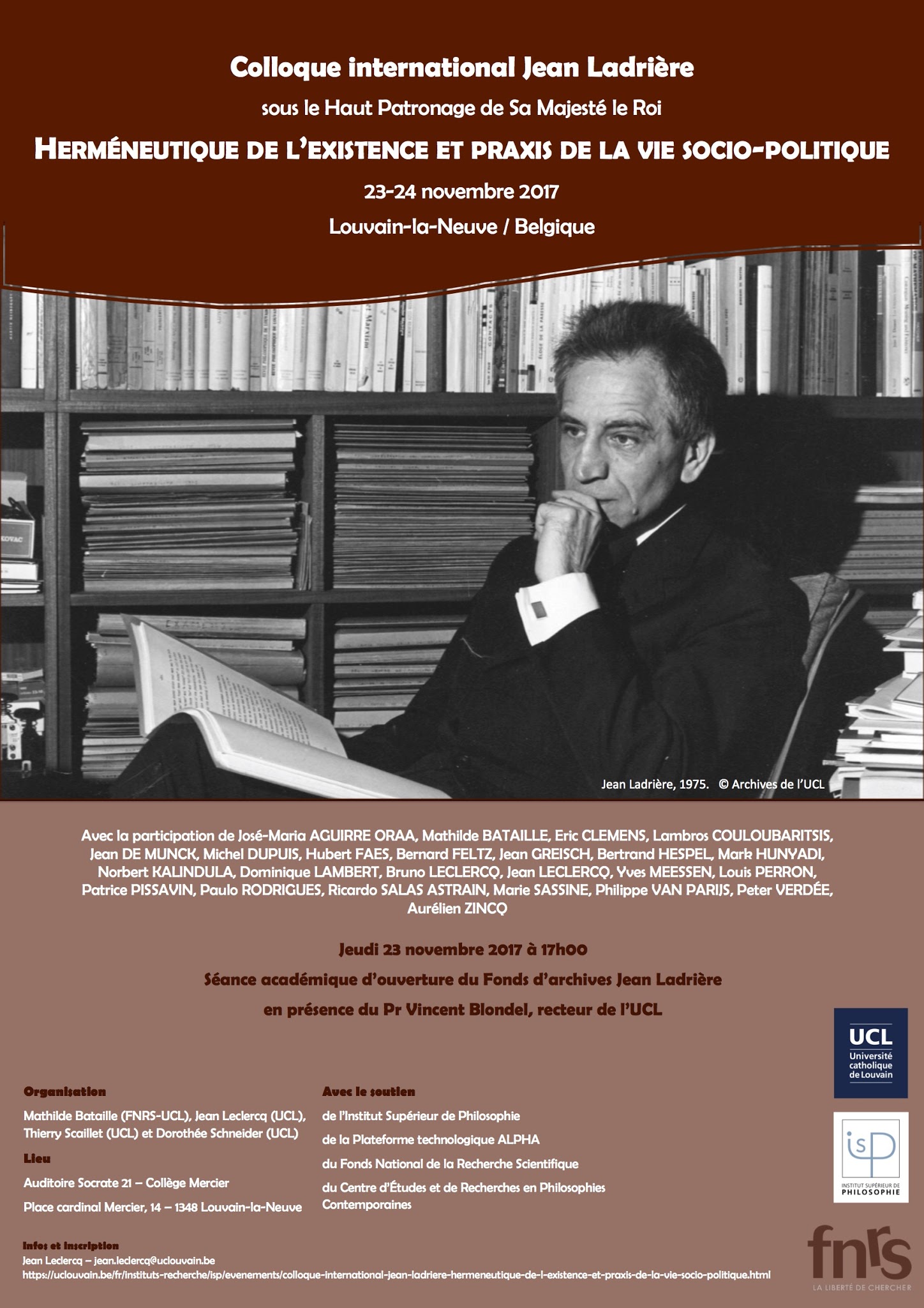 Nov. 23 y 24. Colloque international Jean Ladrière "Herméneutique de