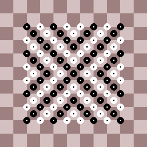 Üzerindeki siyah beyaz pullar nedeniyle kabarık görünen satranç tahtası