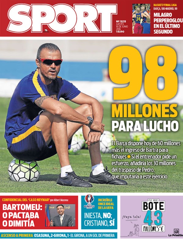 FC Barcelona, Sport: "98 millones para Lucho"