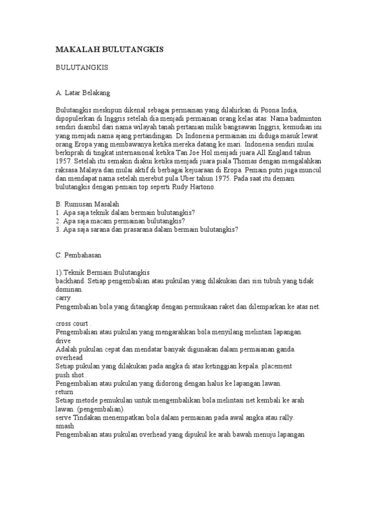 makalah bulu tangkis wood scribd indo