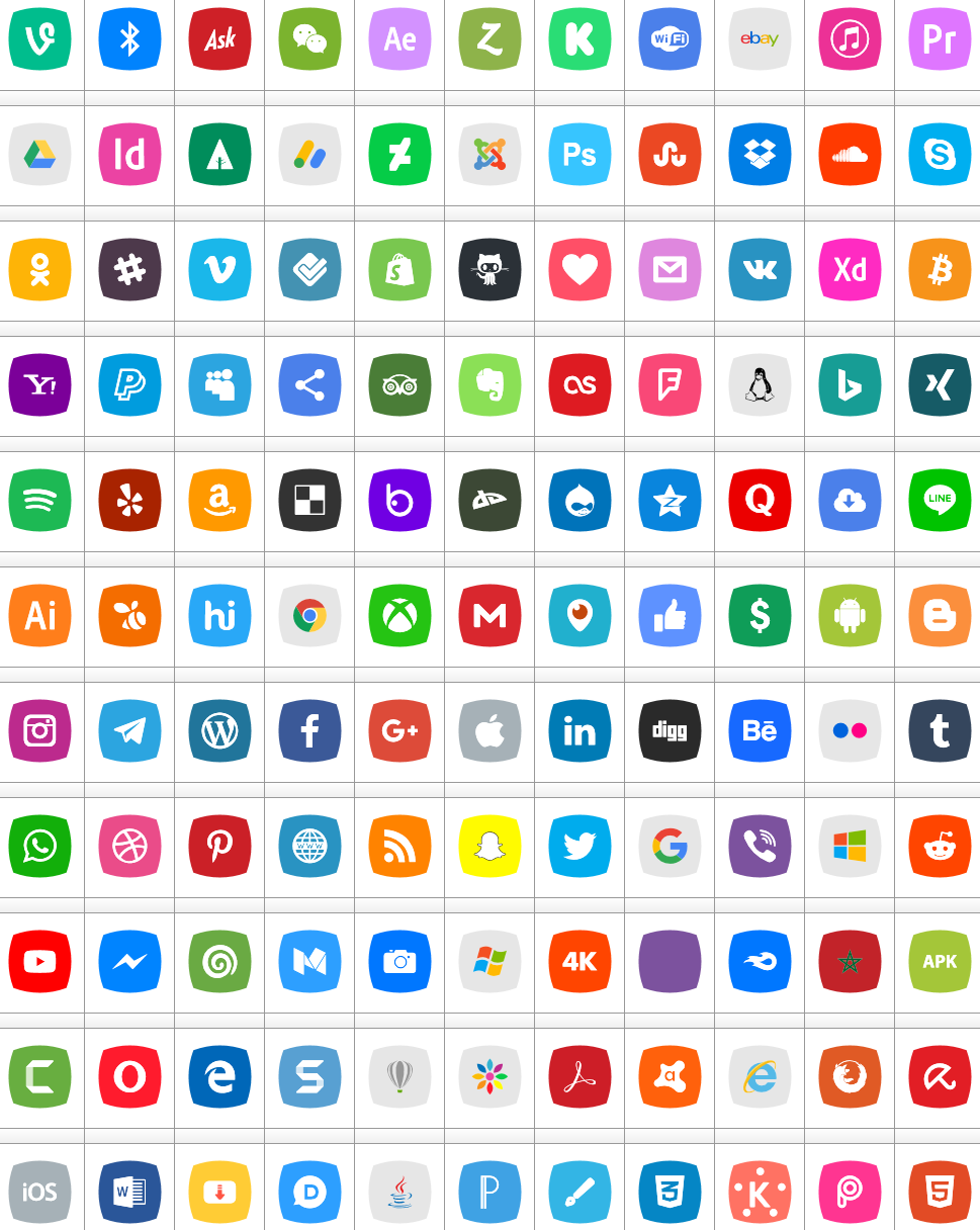Download Font Icons Social Media 5 Color #font ttf otf 120 #icons elharrak #fonts 2019