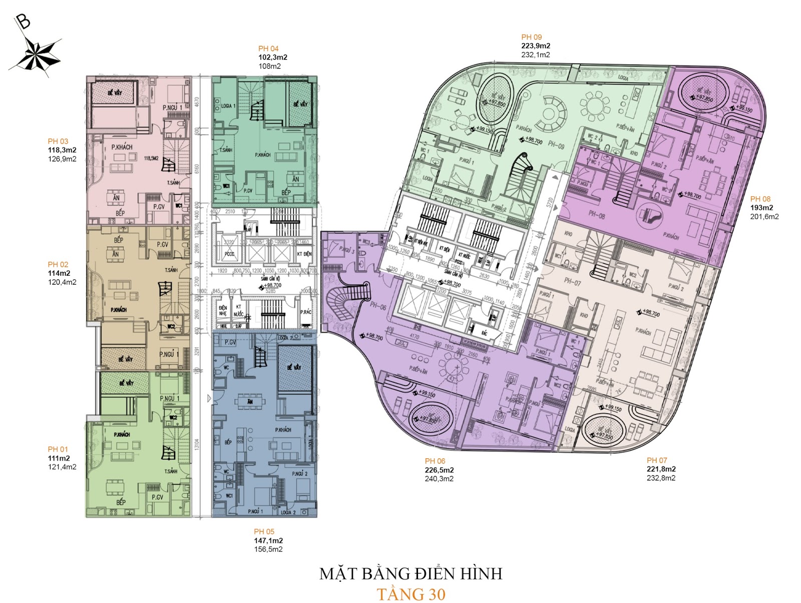 Mặt bằng tổng thể tầng 30 - Manhattan Tower Mặt bằng tổng thể tầng 30 - Manhattan Tower