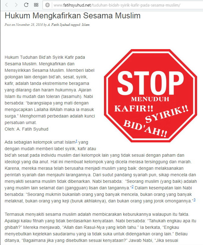 Tuduhan Bid Ah Syirik Kafir Pada Sesama Muslim Kajian Medina