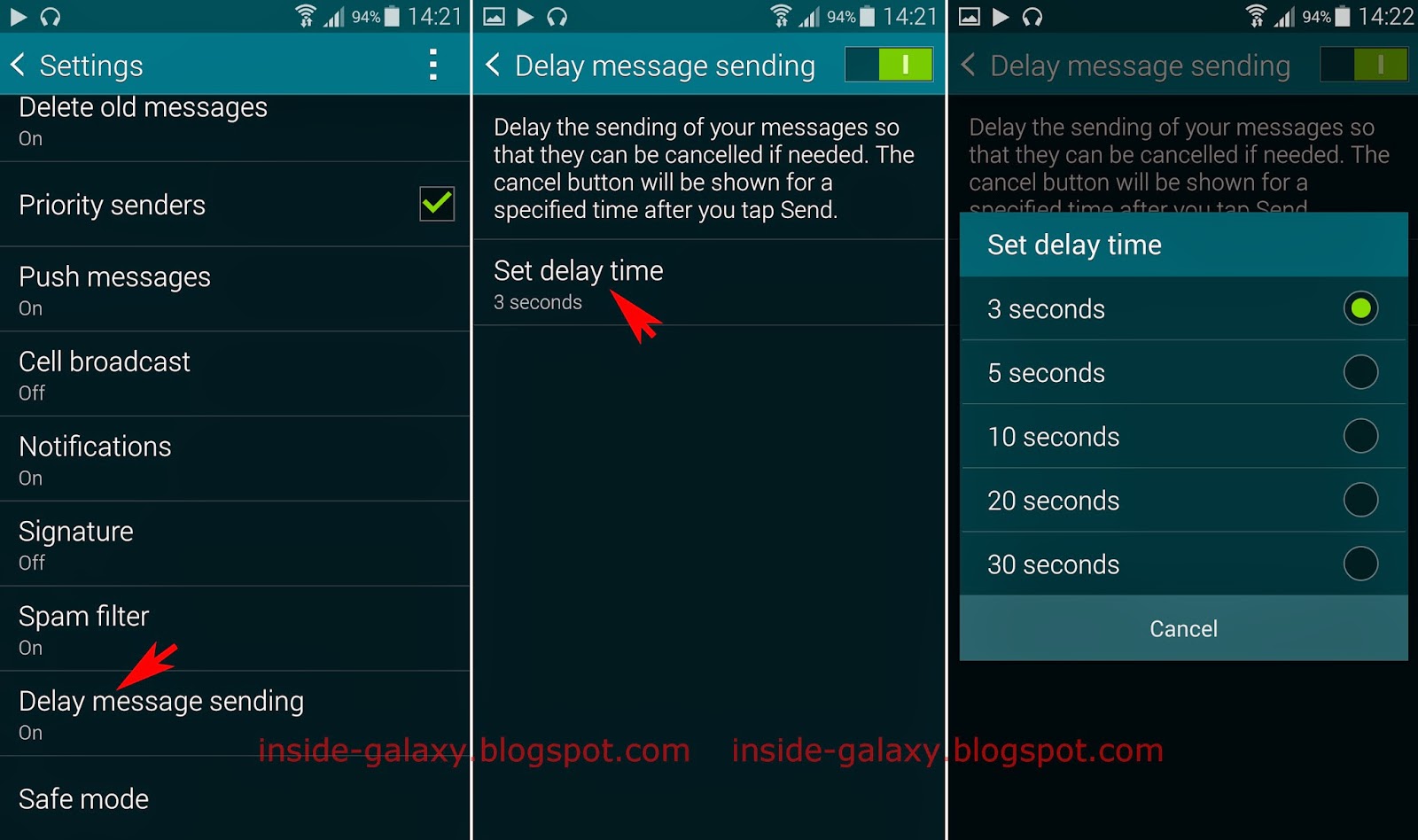 Inside Galaxy Samsung Galaxy S5 How to Enable and Use Delay Message