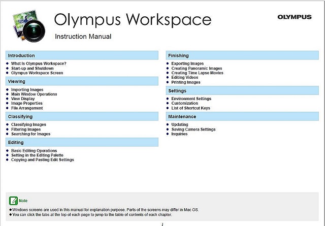 Olympus Workspace, Instruction Manual