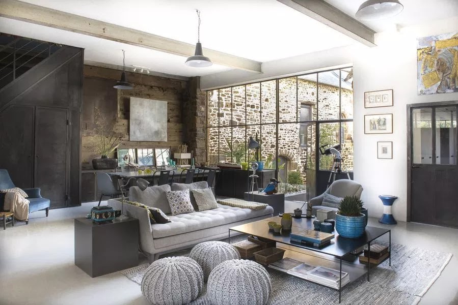 Industrial French Country Living Room