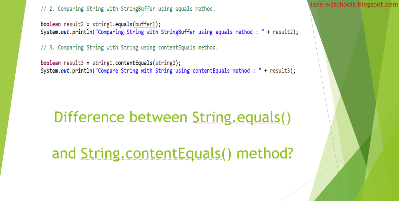 Java  Difference between String.equals() and String.contentEquals