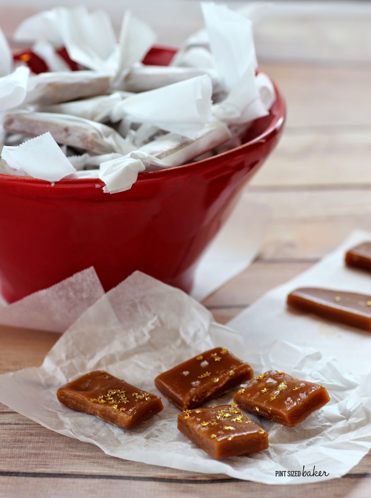 These easy Holiday Caramels are super easy to make and taste delicious! They are perfect for the holidays and make great gifts!