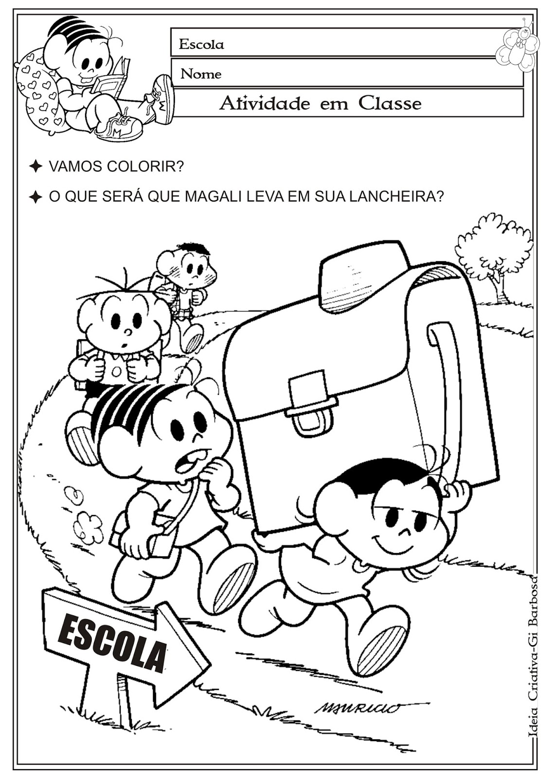 Desenhos da Turma da Mônica para colorir - Educação Infantil e Fundamental  - Aluno On