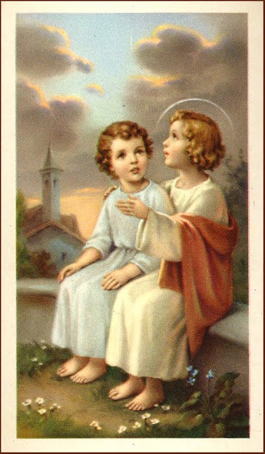 postales religiosas antiguas del Niño Jesús
