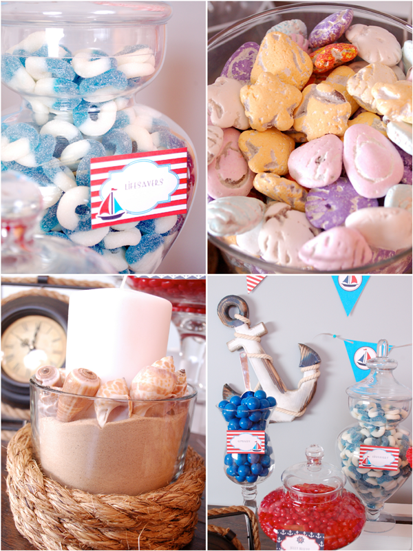 How to Style a Nautical Candy Buffet - via BirdsParty.com