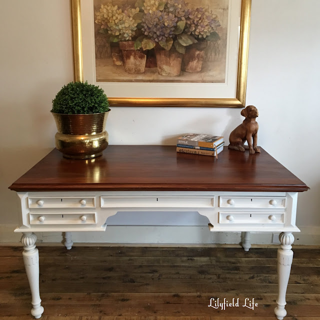 timber french style desk hand painted by Lilyfield Life