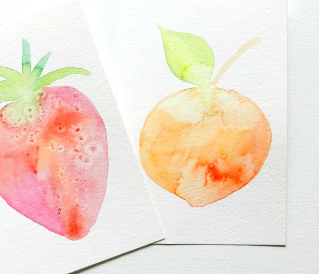 How to paint a peach in watercolor, free template and tutorial by Grow Creative.