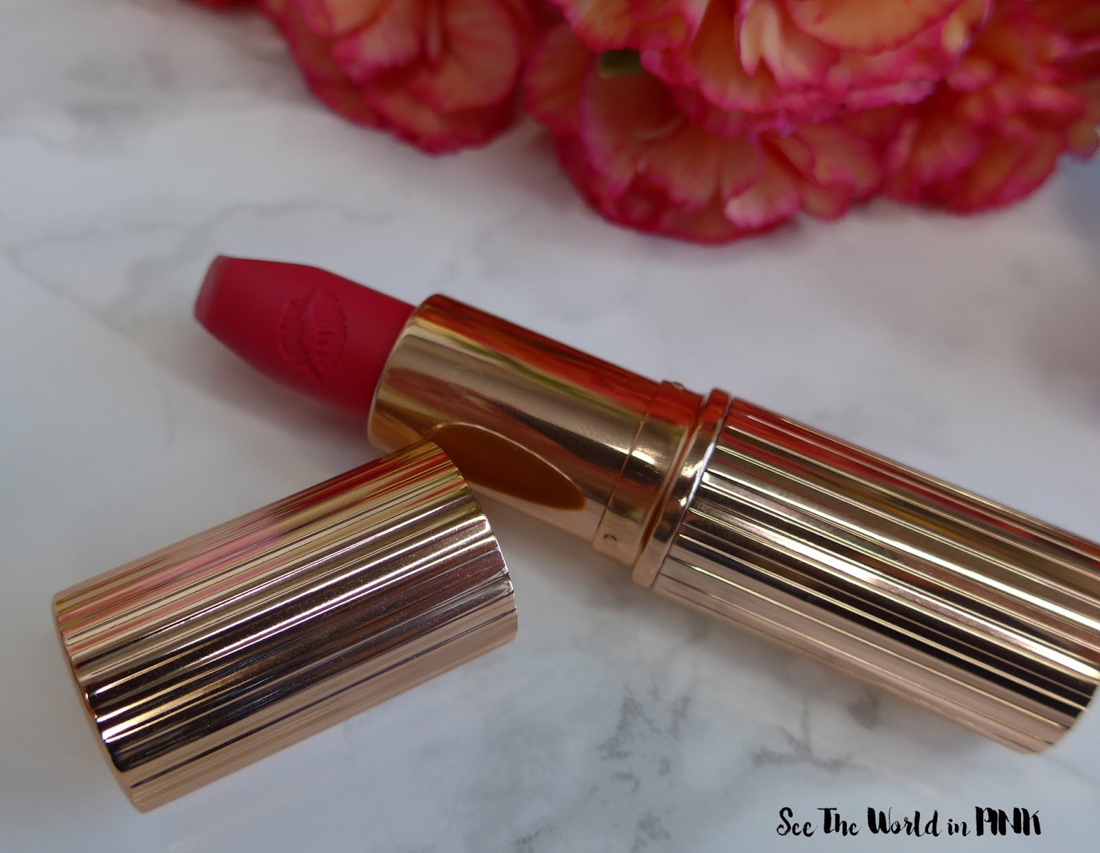 Charlotte Tibury "Hot Lips" Lipstick in Electric Poppy - Bright Pink Lips for Spring! 